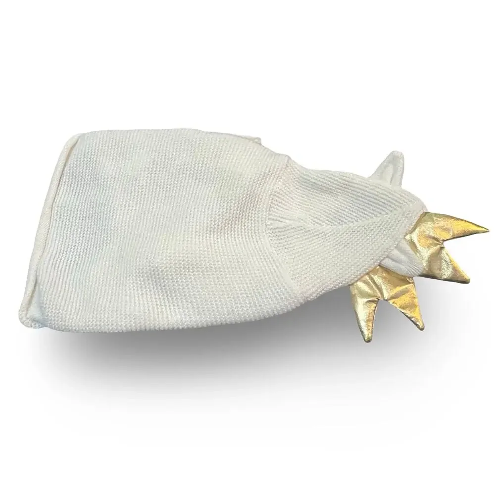 YOULY Crown Knit Pet Sweater Small Cream Gold Royal Dog Costume Hooded Knitwear - Picture 8 of 9